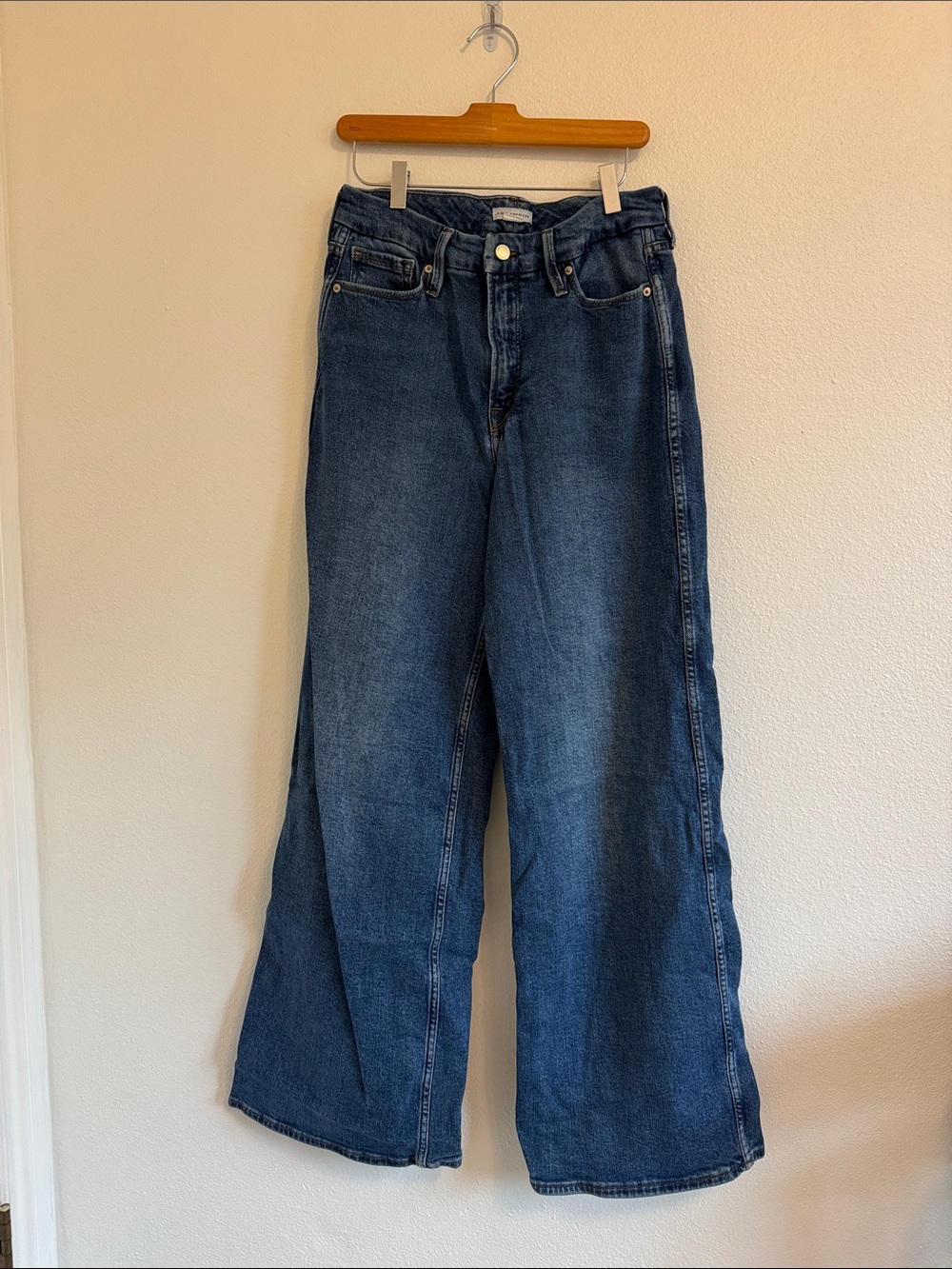 Good American Wide-Leg High-Rise Jeans - Deep Blue